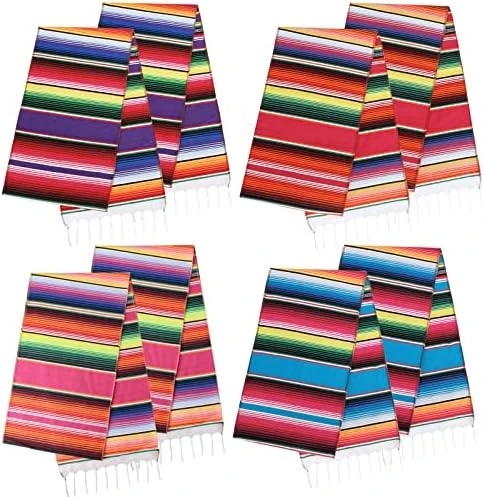 Olicolor 12 Pack Mexican Table Runners 13.5 X 100 Inch 4 Colors Serape Table Runner For Fiesta Mexican Theme Party Wedding Decorations (Pink Purple Red Blue) 6 Olicolor 12 Pack Mexican Table Runners 13.5 X 100 Inch 4 Colors Serape Table Runner For Fiesta Mexican Theme Party Wedding Decorations (Pink Purple Red Blue) - Image 6