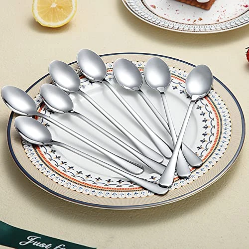 Long Handle Spoon, Coffee Stirrers, Premium Stainless Steel Coffee Spoons, Ice Tea Spoons, Ice Cream Spoon, Cocktail Stirring Spoons, Tea Spoons, Set Of 8 (Silver) 3 Long Handle Spoon, Coffee Stirrers, Premium Stainless Steel Coffee Spoons, Ice Tea Spoons, Ice Cream Spoon, Cocktail Stirring Spoons, Tea Spoons, Set Of 8 (Silver) - Image 3