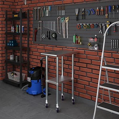 24" X 15" Stainless Steel Work Table With Casters | Heavy Duty Metal Utility Table On Wheels | Kitchen Island Cart 6 24" X 15" Stainless Steel Work Table With Casters | Heavy Duty Metal Utility Table On Wheels | Kitchen Island Cart - Image 6