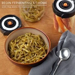 Fermentation Lids - Home Fermentation Kit With 4 Wide Mouth Fermenting Lids With Airlocks, Oxygen Extraction Pump, Ideal For Sauerkraut, Kimchi, Pickles & Fermented Vegetables -Peugeot Shop 51wDZGlFXgL