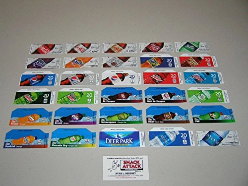 (30) Coke OR SODA Vending Machine 20oz"Bottle" Vend Label Variety Pack 1 (30) Coke OR SODA Vending Machine 20oz"Bottle" Vend Label Variety Pack