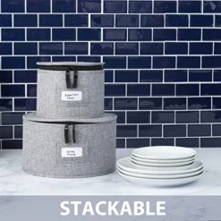 China Storage Container For Saucer And Appetizer Plates - 7" W X 5.5" H - Includes 12 Felt Dividers. Hard Shell And Stackable -Peugeot Shop 51wG2a5JneL