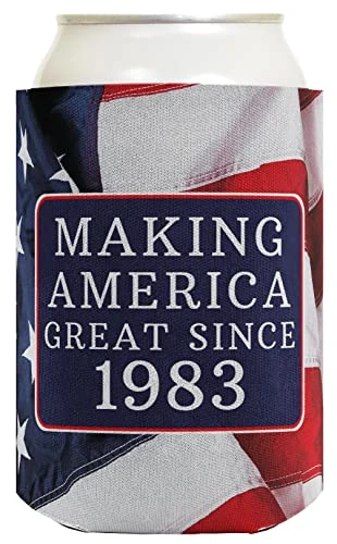 40th Birthday Making America Great Since 1983 40th Birthday Gag Gifts For Birthday Party 2 Pack Can Coolie Drink Coolers Coolies USA Flag 1 40th Birthday Making America Great Since 1983 40th Birthday Gag Gifts For Birthday Party 2 Pack Can Coolie Drink Coolers Coolies USA Flag