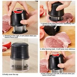 Meat Tenderizer Needle Heavy Duty Sharp Stainless Steel 56 Blades Tenderizer Multi Functional Steak Needle Beef Tenderizer With Quick Pine Needle Tender Meat Needle With Safety Lock -Peugeot Shop 51wMNqREyRL