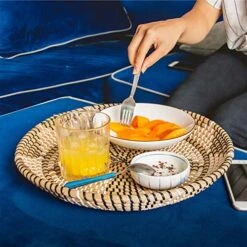 Basket Wall Decor Boho - Round Rattan Serving Tray - Decorative Seagrass Tray - Hanging Wall Basket Decor - Dining Table Decor - Woven Tray (35cm/13.7in) -Peugeot Shop 51wRr5E6IPL