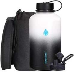 Stainless Steel Water Bottle, 2 Or 3 Lids(32 Oz,40 Oz,64oz), Double Wall Vacuum Insulated Leak Proof, Wide Mouth Water Bottle With Straw Lid, Spout Lid, Keep Liquids Hot Or Cold -Peugeot Shop 51wTbRoArL. AC