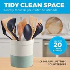 Large Ceramic Utensil Holder For Kitchen Counter - Utensil Crock - Dishwasher Safe Kitchen Utensil Holder For Kitchen Counter: Cooking Tensil Caddy For Countertop - Hold More Utensils -Peugeot Shop 51wXdCRhkQL