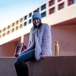 Guzzini On The Go Thermal Travel Bottle, Spalvieri & Del Ciotto, Ø 7.3 X H21.2 Cm, 500cc, Gold -Peugeot Shop 51wcLUxEcpL