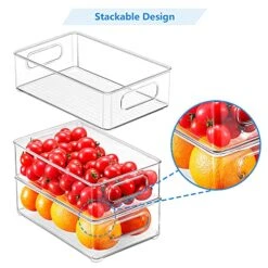 Kapebow Kitchen Storage Organizer Bins - Home Pantry Organizers 6pcs Refrigerator Organizer Bins Plastic Fridge Freezer Containers Cabinets Bin BPA Free Clear Plastic Pantry Storage Racks -Peugeot Shop 51wcVp0FGIS