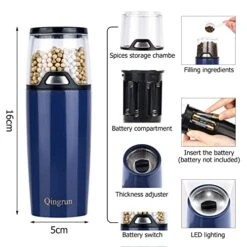 Electric Salt Or Pepper Grinder Is Provided With Button Control For Pepper Grinder,Battery-Powered Pepper Mill,One-Hand Operation And White Light.Adjustable Roughness Pepper Grinder.Blue -Peugeot Shop 51weSGPOH2L