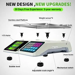 Price Computing Scale, MEIYA Digital Food Commercial Meat Deli Scale 66lb/30kg, Electronic Scale For Farmers Markets, Retail Outlets, Supermarkets, Upgrade Lead-Acid Battery, Stainless Steel Platform… -Peugeot Shop 51wiATu1BgL