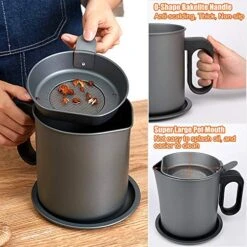 Bacon Grease Container With Strainer 1.7L Used Cooking Oil Container Deep Kitchen Fat Filter Pot Grease Keeper Stainless Steel Large Frying Oil Disposal/Storage Can -Peugeot Shop 51wnAxjgeBL