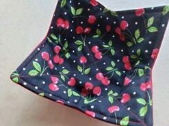 Cherries Polka Dot Microwave Bowl Cozy Vintage Inspired Reversible Microwave Potholder Retro Bowl Buddy Black Red Kitchen Linens 50s Diner Handmade Housewarming Hostess Teacher Gifts Under 10 -Peugeot Shop 51wpChWHtDL