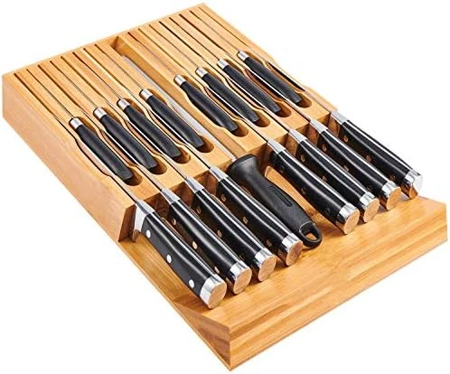 In-Drawer Bamboo Knife Block, Drawer Knife Set Storage, Knife Organizer And Holder With Slots For 16 Knives And 1 Sharpening Steel (Not Included)-Kitchen Drawer, Counter Top 5 In-Drawer Bamboo Knife Block, Drawer Knife Set Storage, Knife Organizer And Holder With Slots For 16 Knives And 1 Sharpening Steel (Not Included)-Kitchen Drawer, Counter Top - Image 5