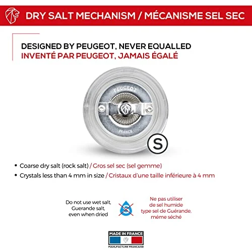 Peugeot - Nancy Manual Salt Mill - Transparent Adjustable Grinder For Rock Salt - Acrylic, Clear, 12 Inches 3 Peugeot - Nancy Manual Salt Mill - Transparent Adjustable Grinder For Rock Salt - Acrylic, Clear, 12 Inches - Image 3