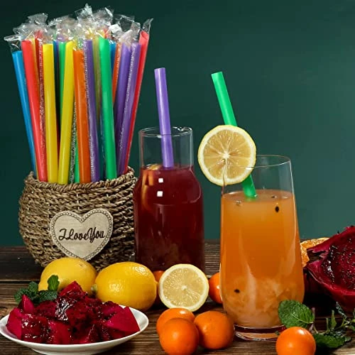 100 Pcs Individually Packaged Pointed Jumbo Smoothie Straws,Disposable Individually Wrapped Plastic Lengthen Milkshake Boba Straw (0.43" Diameter And 9.45" Long) (Colorful) 5 100 Pcs Individually Packaged Pointed Jumbo Smoothie Straws,Disposable Individually Wrapped Plastic Lengthen Milkshake Boba Straw (0.43" Diameter And 9.45" Long) (Colorful) - Image 5