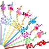 24 Pieces Flamingo Straws Reusable Luau Hawaiian Pool Straws Long Plastic Decorative Drinking Straws For Birthday Party Hawaiian Party Favors Table Decorations