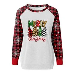 Womens 2022 Fall Fashion Tops Cute Crew Neck Sweatshirts Long Sleeve Christmas Print Plus Size Pullover Top Streetwear