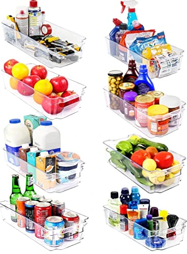Large Pantry Organizer - Set Of 8 Refrigerator Organizer Bins - Fridge Organizer For Freezers, Kitchen Countertops And Cabinets - BPA Free (Clear) 1 Large Pantry Organizer - Set Of 8 Refrigerator Organizer Bins - Fridge Organizer For Freezers, Kitchen Countertops And Cabinets - BPA Free (Clear)