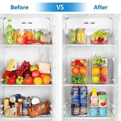 Kapebow Kitchen Storage Organizer Bins - Home Pantry Organizers 6pcs Refrigerator Organizer Bins Plastic Fridge Freezer Containers Cabinets Bin BPA Free Clear Plastic Pantry Storage Racks -Peugeot Shop 51x151FsifS