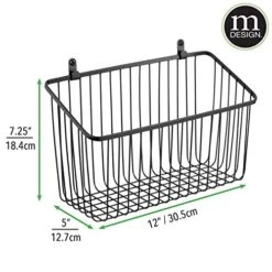 MDesign Small Metal Wire Wall Mounted Storage Organizer Basket Bin For Hanging In Kitchen, Garage, Entryway, Mudroom, Bedroom, Bathroom, Laundry Room - Unity Collection - 4 Pack - Black -Peugeot Shop 51x4Tz9jLVL