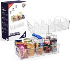 Plastic Pantry Organization And Storage Bins With Removable Dividers – XL Perfect Kitchen Organization Or Kitchen Storage – Refrigerator Organizer Bins, Cabinet Organizers, 2 Pack -Peugeot Shop 51x4x3i32AL. AC