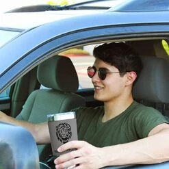 20oz Vacuum Insulated Tumbler Mug, Musical Notes, Personalized Engraving Included (Faux Leather, Gray) -Peugeot Shop 51x6JNbQ75L