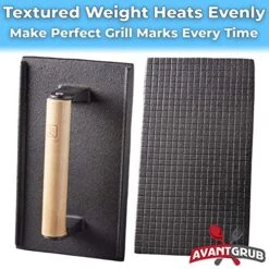 Pro Grade, Pre Seasoned Cast Iron Grill Weight 2Pk. Heavy Duty Steak And Burger Press With Wooden Handle For Grills, Griddles And Flattops. Perfect Gadget For Bacon, Paninis, Sandwiches And Vegetables -Peugeot Shop 51x8UIJLTRL