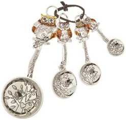 4-Piece Set With Color, Owls Measuring Spoon, One Size, Silver