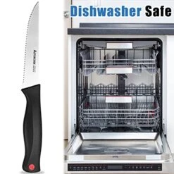 Steak Knife, Steak Knives Set Of 6 With Sheath, Astercook Dishwasher Safe High Carbon Stainless Steel Steak Knife With Cover, Black 12 Steak Knife, Steak Knives Set Of 6 With Sheath, Astercook Dishwasher Safe High Carbon Stainless Steel Steak Knife With Cover, Black -Peugeot Shop 51xDf7jK0jL