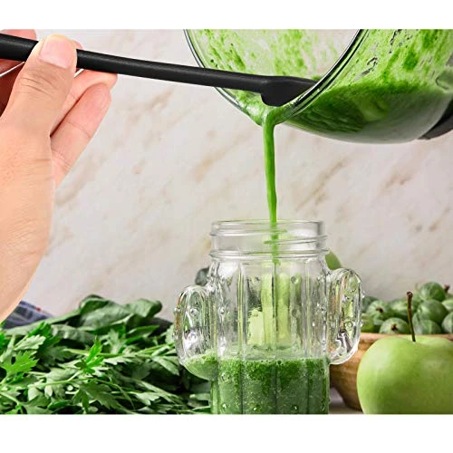 Long Handle Silicone Jar Spatula Kitchen Scraper Spatula Non-Stick Rubber Scraper Silicone Scraper For Jars, Smoothies, Blenders Cooking Baking Stirring Mixing (Black,2 Pieces) 3 Long Handle Silicone Jar Spatula Kitchen Scraper Spatula Non-Stick Rubber Scraper Silicone Scraper For Jars, Smoothies, Blenders Cooking Baking Stirring Mixing (Black,2 Pieces) - Image 3