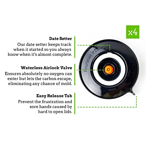 Y Fermentation Lids For Wide Mouth Mason Jars - 4 Waterless Airlock Fermentation Kit With Easy Release Tab - Refill Pack (Fermentation Jar And Pump Not Included).Good Christmas Fermenting Gifts. 2 Y Fermentation Lids For Wide Mouth Mason Jars - 4 Waterless Airlock Fermentation Kit With Easy Release Tab - Refill Pack (Fermentation Jar And Pump Not Included).Good Christmas Fermenting Gifts. - Image 2