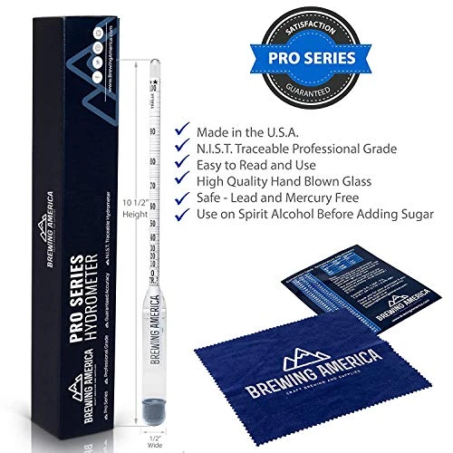 American-Made Alcohol Hydrometer Tester 0-200 Proof & Tralle Pro Series Traceable - Distilling Moonshine Alcoholmeter For Proofing Distilled Spirits 3 American-Made Alcohol Hydrometer Tester 0-200 Proof & Tralle Pro Series Traceable - Distilling Moonshine Alcoholmeter For Proofing Distilled Spirits - Image 3
