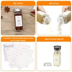 KitHero Magnetic Spice Racks With 24 Jars, 216 Labels, 1 Steel Funnel For Refrigerator，Microwave Oven - Full Set Of Spice Organizer -Peugeot Shop 51xHhWBNSaL