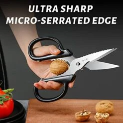 Kitchen Shears, Zhang Xiaoquan Heavy Duty Multipurpose Kitchen Scissors, Come Apart Sharp Serrated Japanese Stainless Steel Meat Cooking Food Scissor, Dishwasher Safe, Black -Peugeot Shop 51xJzxvqPQL