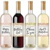 Printed Party Birthday Wine Bottle Labels, Confetti, Set Of 6