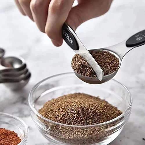 Ngeloo Measuring Spoons To Magnetic Measuring Spoons Set, Stackable Teaspoons Tablespoons,Stainless Steel,Double-sided Marked,Kitchen Gadgets Set Of 8 (Black) 4 Ngeloo Measuring Spoons To Magnetic Measuring Spoons Set, Stackable Teaspoons Tablespoons,Stainless Steel,Double-sided Marked,Kitchen Gadgets Set Of 8 (Black) - Image 4