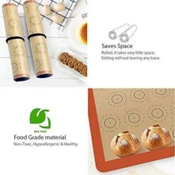 Macaron Silicone Baking Mat - Set Of 2 Non Stick Silicon Macaroon Baking Sheet Cookie Liner(BPA Free/Reusable/Half Sheet),Perfect Cooking Kit For Macarons,Pastry,Cake And Bread Making (Red) -Peugeot Shop 51xR7xNvy8L