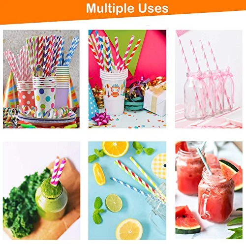 200 Biodegradable Paper Straws - Durable & Eco-Friendly In 10 Color Stripes - Rainbow Drinking Straws & Party Decoration Supplies 4 200 Biodegradable Paper Straws - Durable & Eco-Friendly In 10 Color Stripes - Rainbow Drinking Straws & Party Decoration Supplies - Image 4