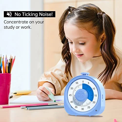 Timer Rechargeable ZZWS 60 Minute Visual Timer Desk Countdown Time Clock For Kids And Adults, Kitchen Timer Cooking Pomodoro Timer Productivity, Time Management Tool For Teaching Classroom (Blue) 5 Timer Rechargeable ZZWS 60 Minute Visual Timer Desk Countdown Time Clock For Kids And Adults, Kitchen Timer Cooking Pomodoro Timer Productivity, Time Management Tool For Teaching Classroom (Blue) - Image 5