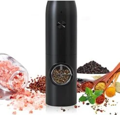 Electric Salt And Pepper Grinder Set, Rechargeable Pepper Grinder With Charger Tray, USB Cable, One Hand Operation, Adjustable Coarseness With Ceramic Grinder, ABS Body, (Set Of 2,Black) -Peugeot Shop 51xZ36p pML. AC