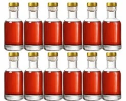 Clear Glass Bottles 3 Oz - 100ml [Pack Of 12] For Wine Beverages Drinks Oil Vinegar Kombucha Beer Water Soda With Cork Stopper Airtight Lid