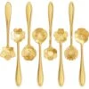 16 Pieces Stainless Steel Flower Coffee Spoon Dessert Spoon Sugar Spoon Ice Cream Spoon Stirring Spoon Tea Spoon Milkshake Spoon Set For Tableware Kitchen, Cafe Or Bar (Gold)