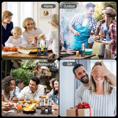 Lectric Salt And Pepper Grinder Set, EAGMAK Battery Powered Automatic 70ml Pepper Mill Grinders, Stainless Steel Electronic Mill Shakers With Adjustable Coarseness, LED Light & Storage Base (2 Pack) 6 Lectric Salt And Pepper Grinder Set, EAGMAK Battery Powered Automatic 70ml Pepper Mill Grinders, Stainless Steel Electronic Mill Shakers With Adjustable Coarseness, LED Light & Storage Base (2 Pack) - Image 6