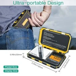 Digital Pocket Scale, 200g/ 0.01g Mini Scale, Portable Food Scale, Electronic Smart Scale, Jewelry Scale With Backlight LCD, 6 Units, Tare Function, Stainless Steel, Battery Included, Yellow 9 Digital Pocket Scale, 200g/ 0.01g Mini Scale, Portable Food Scale, Electronic Smart Scale, Jewelry Scale With Backlight LCD, 6 Units, Tare Function, Stainless Steel, Battery Included, Yellow -Peugeot Shop 51xhDZQ311L
