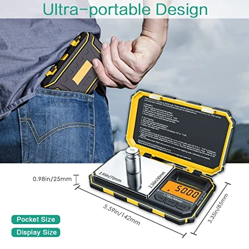 Digital Pocket Scale, 200g/ 0.01g Mini Scale, Portable Food Scale, Electronic Smart Scale, Jewelry Scale With Backlight LCD, 6 Units, Tare Function, Stainless Steel, Battery Included, Yellow 4 Digital Pocket Scale, 200g/ 0.01g Mini Scale, Portable Food Scale, Electronic Smart Scale, Jewelry Scale With Backlight LCD, 6 Units, Tare Function, Stainless Steel, Battery Included, Yellow - Image 4