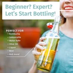 Swing Top Glass Bottles - Set Of 6, 16oz W/Marker & Labels - Clear Bottle With Caps For Juice, Water, Kombucha, Wine, Beer Brewing, Kefir Milk Or Eggnog