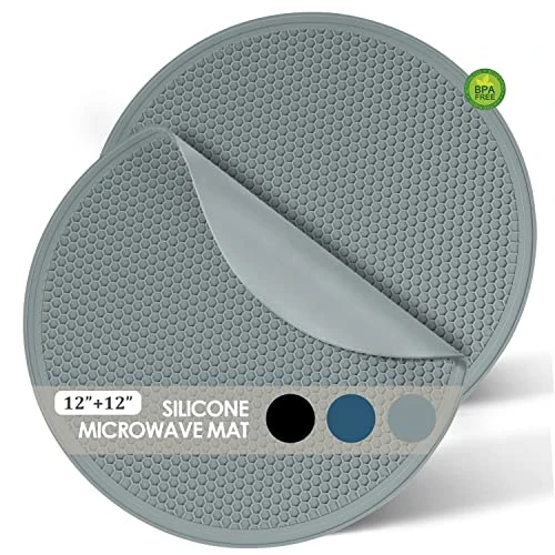 Silicone Microwave Mats, 12 Inch Multi-Use Microwave Mat Heat Resistant Pot Holders Hot Pads For Kitchen, Silicone Cover Pad For Microwave Oven Hot Pot Pans, Silicone Cover Pad, Light Gray 2 Pack 1 Silicone Microwave Mats, 12 Inch Multi-Use Microwave Mat Heat Resistant Pot Holders Hot Pads For Kitchen, Silicone Cover Pad For Microwave Oven Hot Pot Pans, Silicone Cover Pad, Light Gray 2 Pack