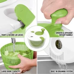 Hand Cranking Vegetables Dryer, Break Resistance Draining System ABS Fast Dehydration Lettuce Spinner For Kitchen -Peugeot Shop 51xm67R37HL 1