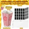 50 Set 28 Oz Popcorn Boxes With Clear Treat Bag Twist Ties Sticker Greaseproof Popcorn Bags Popcorn Buckets Red And White Colored Stripes Popcorn Containers For Carnival Party Movie Theater Decor